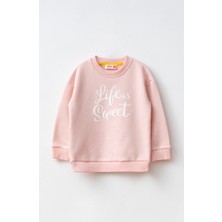 Haribo Kız Çocuk Baskılı Sweatshirt Pudra SW305