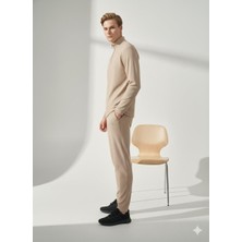 Ribana Classic Unisex Fitilli Gömlek Yaka Fermuarlı Cepli Beli Lastikli Triko Alt Üst Takım