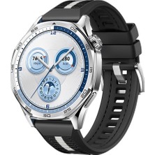 Sneezy Huawei Watch Gt5 46MM Ile Uyumlu Sportstripe Örgü Desen Metal Tokalı Silikon Akıllı Saat Kordonu