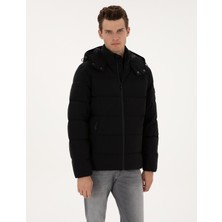 Pierre Cardin Erkek Siyah Kapüşonlu Şişme Mont 50313933-VR046