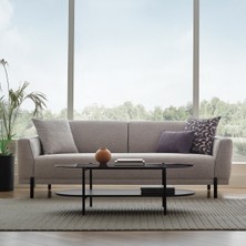Enza Home Terra Keten Dokulu, 3'lü Yataklı Koltuk - Orta Gri
