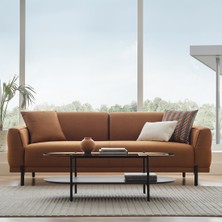 Enza Home Terra Kadife Dokulu, 3'lü Yataklı Koltuk - Açık Kiremit