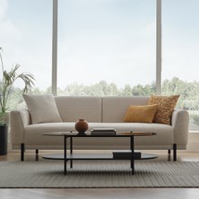 Enza Home Terra Keten Dokulu, 3'lü Yataklı Koltuk - Beyaz