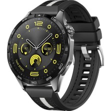 Sneezy Huawei Watch Gt4 46MM Ile Uyumlu Sportstripe Örgü Desen Metal Tokalı Silikon Akıllı Saat Kordonu