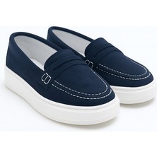 Besteps Lacivert Loafer Süet / Hakiki Deri Termo Kaymaz Taban El Yapımı Erkek Çocuk Ayakkabı