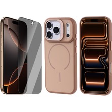 Vendas iPhone 17 Pro Kılıf M-Safe Şarj Özellikli Kamera Standlı Zore Notron Kapak + Hayalet Ekran Koruyucu