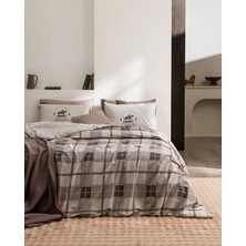 Madame Coco Agathe Çift Kişilik %100 Pamuk Lastikli Ranforce Baskılı Nevresim Takımı - Bej