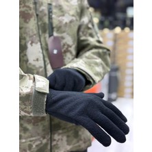 Komando Pazarı Siyah Polar Termal Eldiven - Kışlık Soğuk Havalar Için Eldiven