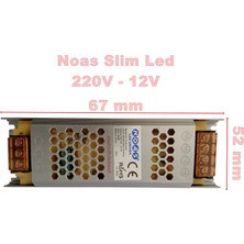 Noas Süper Slim 12V 16.5A Şerit LED Trafosu 60W IP20 (12 Volt 16.5 Amper 15MT Ye Kadar Kullanım Için Uygundur)