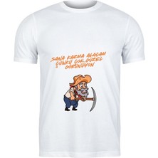 Hediye Vakti Maden Işçisi Karikatür Tişört - "sana Kazma Alacam Çukuru Çok Güzel Görünüyon" Komik Beyaz Tişört