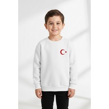 Kinderos Türk Bayrak Baskılı Kalın Çocuk Sweatshirt - 26K 1627