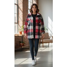 Gigi Giyim Kolları Lastikli Cepli Oversize Polar Kadın Gömlek