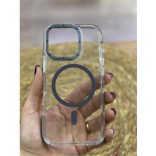 Elixem İphone 16 Uyumlu Gri Şeffaf İpk Sert Magsafe Kılıf