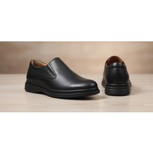 Growish GR0453 Hakiki Deri Topuk Dikeni ve Şeker Hastalarına Özel Üretim Bağcıksız Siyah Klasik Günlük Ayakkabı