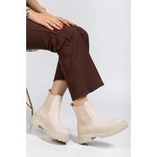 İnfon Ayakkabı Marketi 812-2137 Bej Lastikli Günlük Kadın Bot