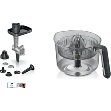 Bosch MUMS6ZS00 Serie 6 Mutfak Makinesi Uyumlu Kıyma Çekme Aparatı ve Narenciye Sıkacağı 2li Set