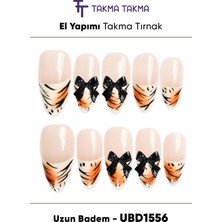 Takma Takma 10'lu Ten Uzun Badem UBD1556 Tekrar Kullanılabilir El Yapımı Protez Takma Tırnak Ten Rengi-Xs