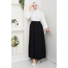 Günay Karaca Siyah Ince Fitilli Kadife Kadın Etek Beli Lastikli 38 40 42 44 46 48 Bedenlere Uyumludur.