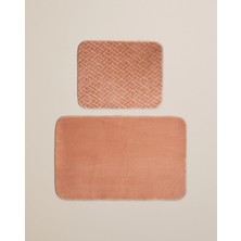 English Home Gridline Kaydırmaz Taban Banyo Paspası Seti 60x80 cm + 40x60 cm Somon