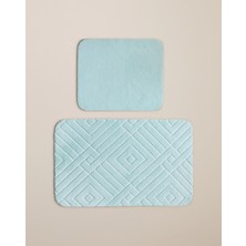 English Home Twillow Kaydırmaz Taban Banyo Paspası Seti 60x80 cm + 40x60 cm Açık Mavi
