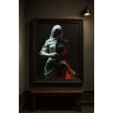 Beyaz Savaşçı – Karanlık Enerji Konsept Duvar Tablosu (Çerçeveli)