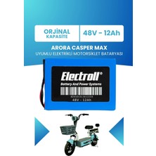 Electroll Arora Casper Max Uyumlu Batarya Lifepo4 48V 12AH Elektrikli Motorsiklet Bataryası