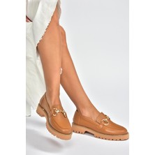 Fox Shoes V944082303 Taba Hakiki Deri Kalın Taban Tokalı Makosen Günlük Ayakkabı