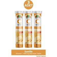 Asfstore Sunlife Vitamin C 1000 Mg 20 Efervesan Tablet 3 Adet