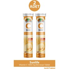 Asfstore Sunlife Vitamin C 1000 Mg 20 Efervesan Tablet 2 Adet