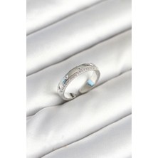 Nuvigo Gümüş Renk Şerit Zirkon Taşlı Kadın Yüzük - TJ-BYK3904