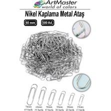 ArtMaster Metal Büyük Ataş 60 mm 500 Lü 1 Paket Nikel Kaplama 55 Sayfa Kapasiteli Metal Ataş Ofis Okul Büro Dayanıklı Paslanmaz