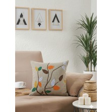 Aurevia - 2 Adet - Soft Yaprak Nakış Işlemeli Kırlent Kılıfı Yaz Sezonu