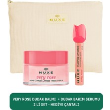 Nuxe Very Rose Dudak Balmı  + Dudak Bakım Serumu 2 Li Set - Hediye Çantalı