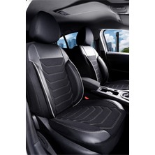 Startcar Fiat Egea Hb Deri Detaylı Oto Koltuk Kılıfı Ön Arka Set Karbon Serisi Siyah Beyaz Scr