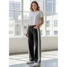 Pass&Pass Polopass 024 Kadın Penye Şeritli Püsküllü Paça Jeans Kot Denim Pantolon