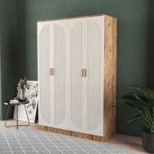 T&B Soho 4 Kapaklı Eko Bazalı Gardırop - Mdf Kapak