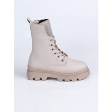 Pink World E.70 Dil Taşlı Bot F. Bej - 33