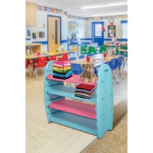 Bahçe Oyuncak Çok Amaçlı Renkli Çocuk Odası Rafı – 4 Sıralı, Kolay Kurulum, 12+ Ay