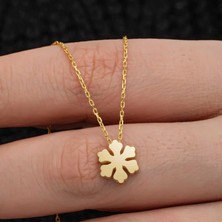 Gumush Hk Gümüş Kadın Kolye Gold Minimal Kar Tanesi |Gümüş Takı Hediyelik Ürünler