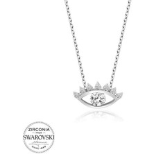 Gumush Hk Gümüş Kadın Kolye Kristal Taşlı Göz Tektaş |Gümüş Takı Hediyelik Ürünler