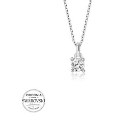 Gumush Hk Gümüş Kadın Kolye Kristal Taşlı Tektaş |Gümüş Takı Hediyelik Ürünler