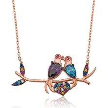 Gumush Hk Gümüş Kadın Kolye Aşık Kumru Kuşlar |Gümüş Takı Hediyelik Ürünler