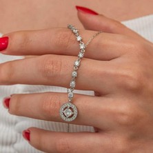 Gumush Hk Gümüş Kadın Kolye Sıralı Zirkon Taşlı Çember |Gümüş Takı Hediyelik Ürünler