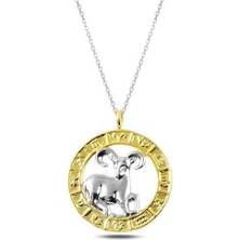 Gumush Hk Gümüş Kadın Kolye Gold Koç Burcu |Gümüş Takı Hediyelik Ürünler
