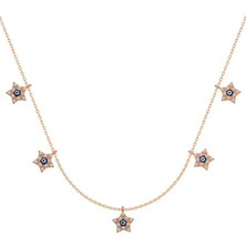 Gumush Hk Gümüş Kadın Kolye Rose Yıldız Nazarlı Şans |Gümüş Takı Hediyelik Ürünler