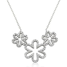 Gumush Hk Gümüş Kadın Kolye Üçlü Papatya |Gümüş Takı Hediyelik Ürünler