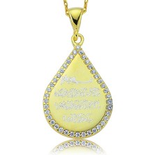 Gumush Hk Gümüş Kadın Kolye Damla Nazar Duası |Gümüş Takı Hediyelik Ürünler