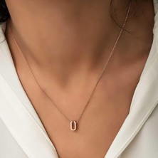 Gumush Hk Gümüş Kadın Kolye Rose 3 Boyutlu Ü Harf |Gümüş Takı Hediyelik Ürünler