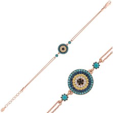 Gumush Hk Gümüş Kadın Bileklik Rose Nazar |Gümüş Takı Hediyelik Ürünler