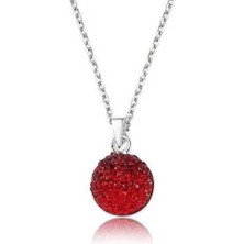 Gumush Hk Gümüş Kadın Kolye Kırmızı Kristal Taşlı |Gümüş Takı Hediyelik Ürünler